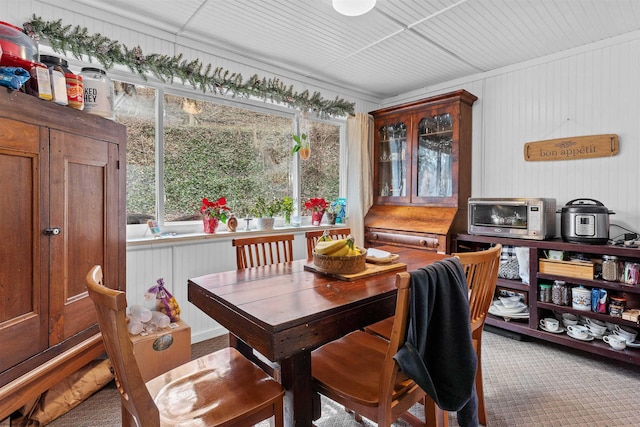 dining room with a toaster