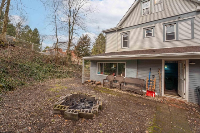 exterior space featuring a fire pit