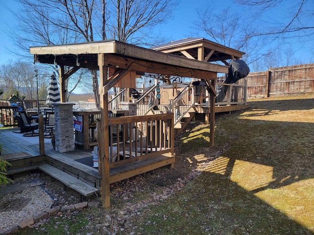 wooden terrace with fence