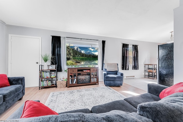 living area with wood finished floors