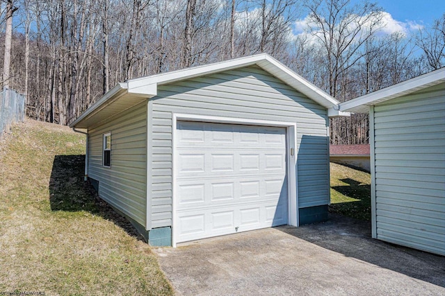 view of detached garage