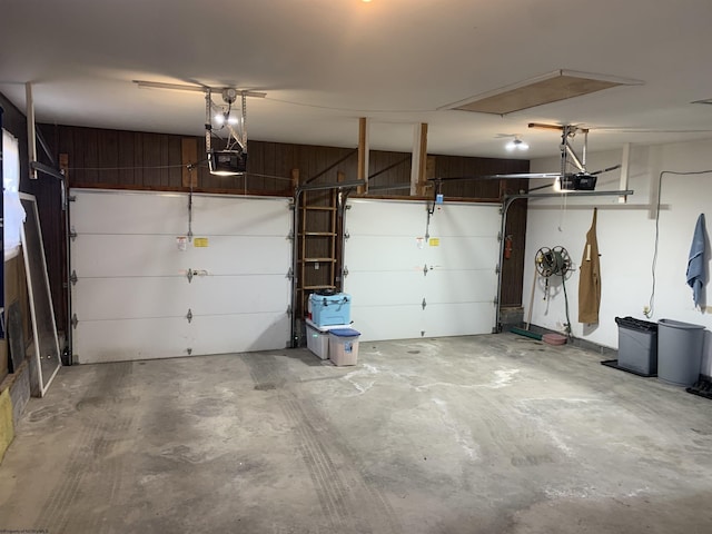 garage with a garage door opener