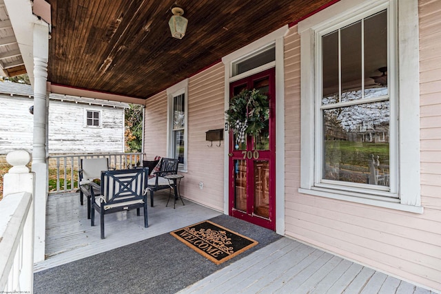 entrance to property with covered porch