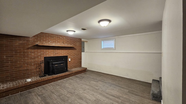 basement featuring wood finished floors