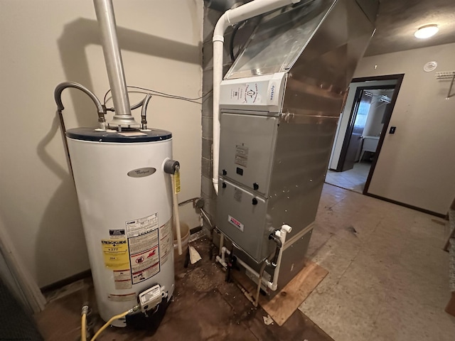 utilities featuring heating unit and water heater