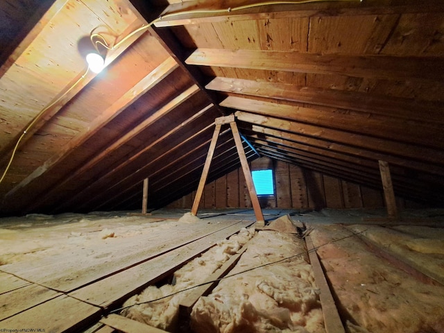 view of unfinished attic