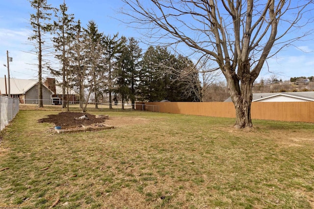 view of yard featuring a fenced backyard