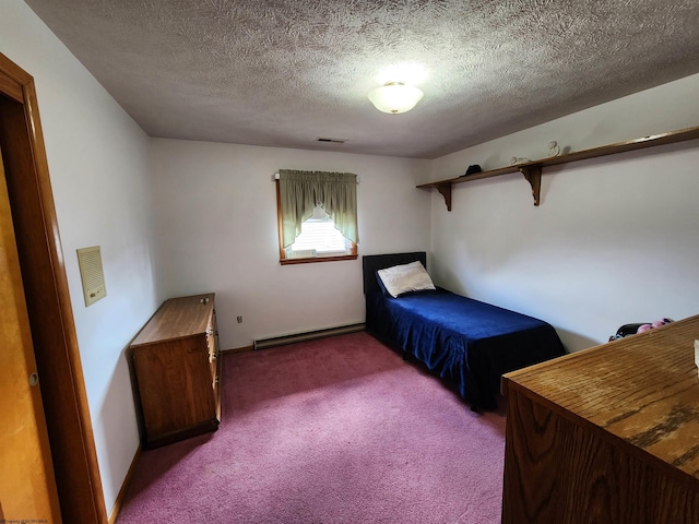 168 Locust Heights Dr, Clarksburg, WV 26301 - unfurnished bedroom with a baseboard radiator, carpet, visible vents, and a textured ceiling