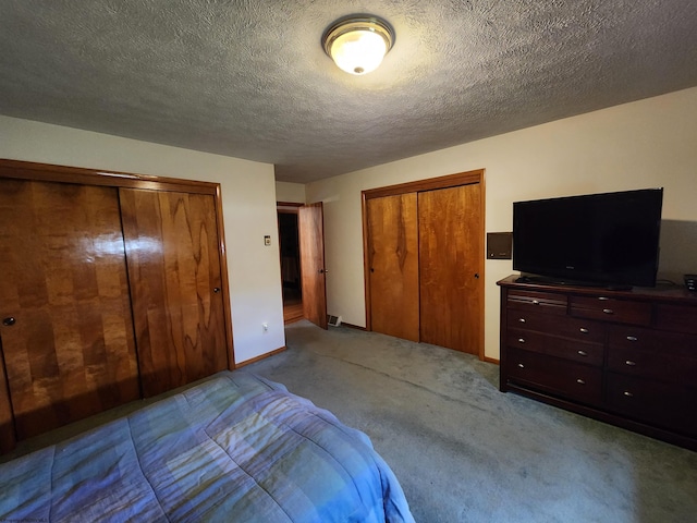 168 Locust Heights Dr, Clarksburg, WV 26301 - bedroom featuring a textured ceiling, two closets, and carpet floors