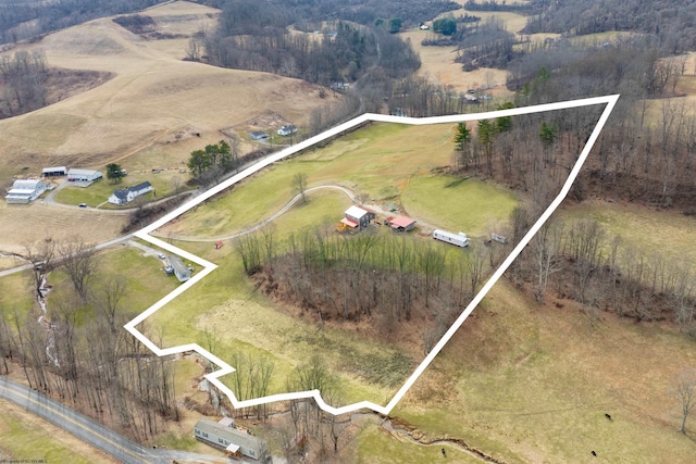 aerial view with a rural view