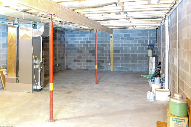 view of unfinished basement