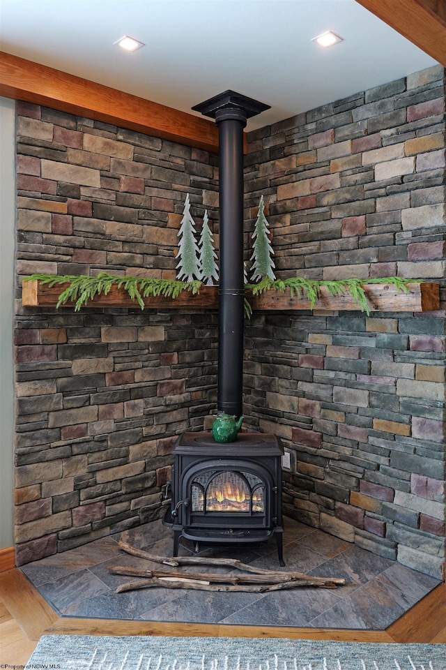 details with a wood stove