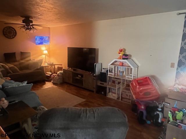 15401/2 Country Club Rd, Fairmont, WV 26554 - living room featuring ceiling fan and wood finished floors