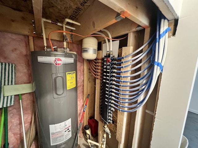 utility room with electric water heater