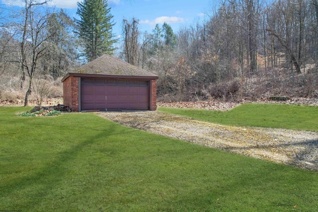 view of detached garage