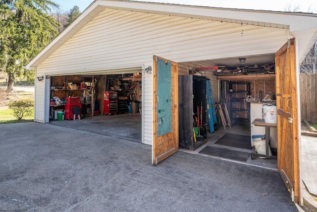 view of garage