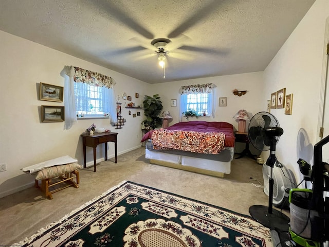 294 Landmark Ests, Jane Lew, WV 26378 - bedroom with carpet flooring, multiple windows, a textured ceiling, and ceiling fan