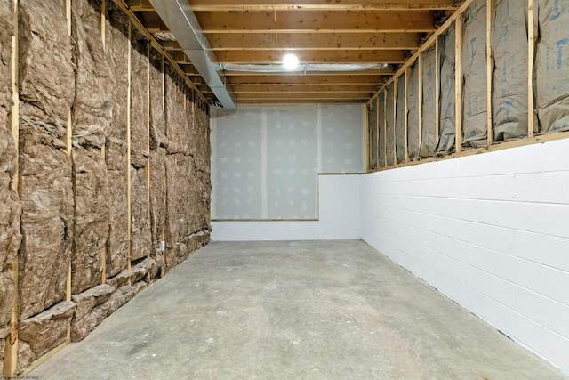 view of unfinished basement