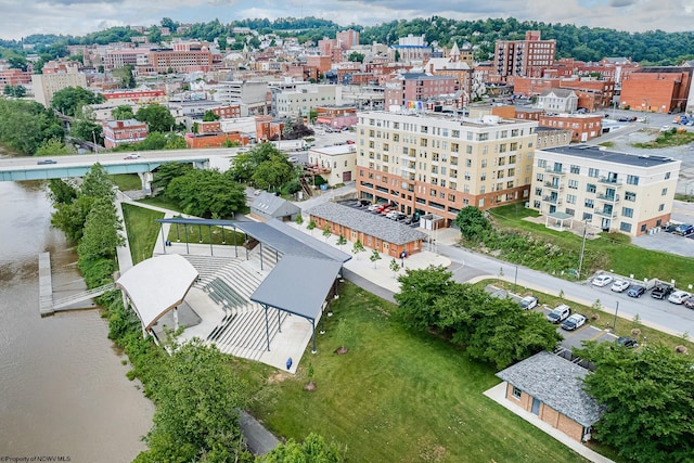 drone / aerial view with a view of city