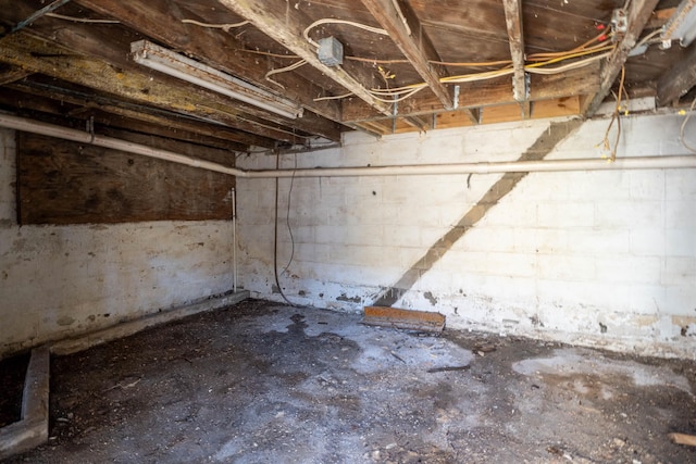 view of unfinished below grade area