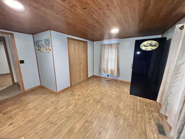 762 Pearl St, Grafton, WV 26354 - unfurnished bedroom with baseboards, visible vents, light wood-style floors, and wooden ceiling