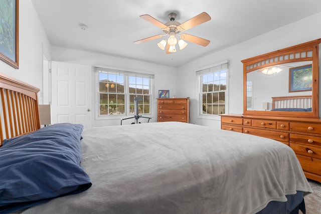 bedroom featuring ceiling fan