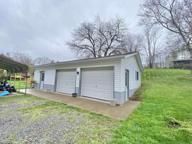 view of detached garage