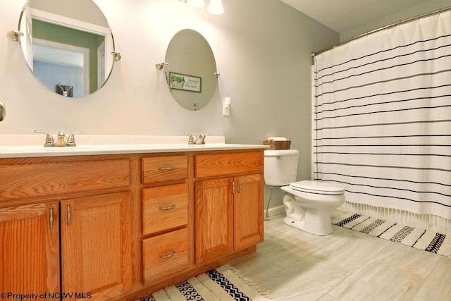 648 Ashberry Dr, Flemington, WV 26347 - full bathroom with a sink, toilet, double vanity, and curtained shower