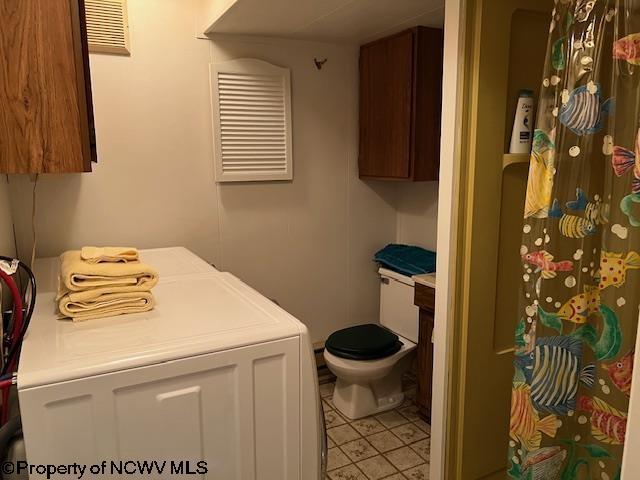 140 Roney Rd, Elkins, WV 26241 - laundry room with visible vents, washing machine and dryer, and laundry area