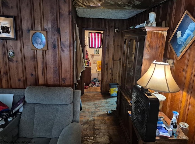 1341 Bunner Ridge Rd, Fairmont, WV 26554 - living area featuring wood walls and dark wood-style flooring