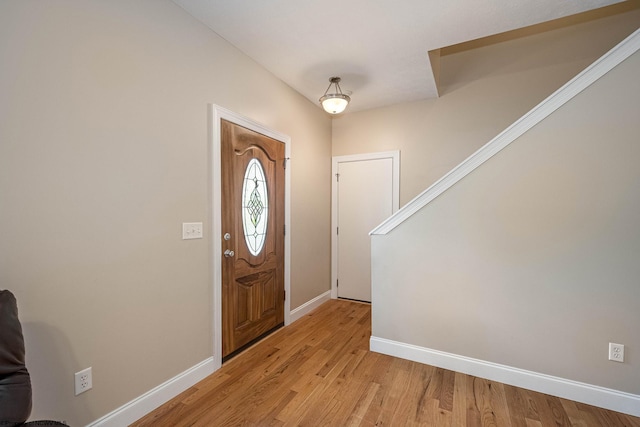 306 Villa View Dr, Morgantown, WV 26505 - foyer with stairway, baseboards, and light wood finished floors