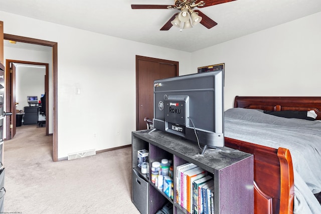 1224 Van Voorhis Rd, Morgantown, WV 26505 - bedroom with visible vents, carpet flooring, baseboards, and a ceiling fan