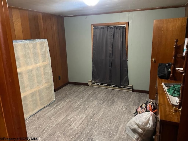 740 Point Mountain Rd, Webster Springs, WV 26288 - bedroom with wood walls, baseboards, and wood finished floors