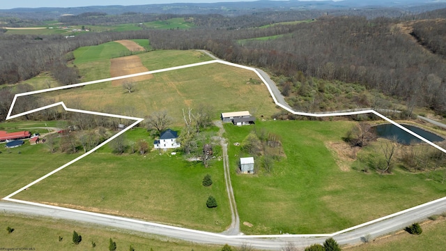 drone / aerial view with a rural view