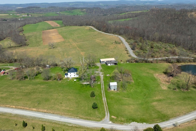 birds eye view of property with a rural view