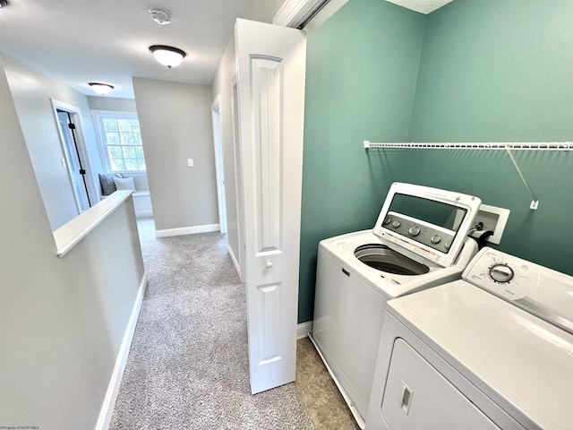 1029 Olivia Way, Morgantown, WV 26508 - laundry room featuring baseboards, washer and clothes dryer, laundry area, and light colored carpet