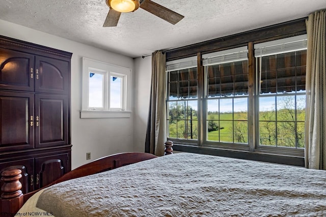 1042 Fort Martin Rd, Maidsville, WV 26541 - bedroom with a textured ceiling and ceiling fan