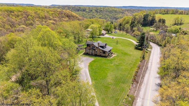 1042 Fort Martin Rd, Maidsville, WV 26541 - birds eye view of property with a wooded view
