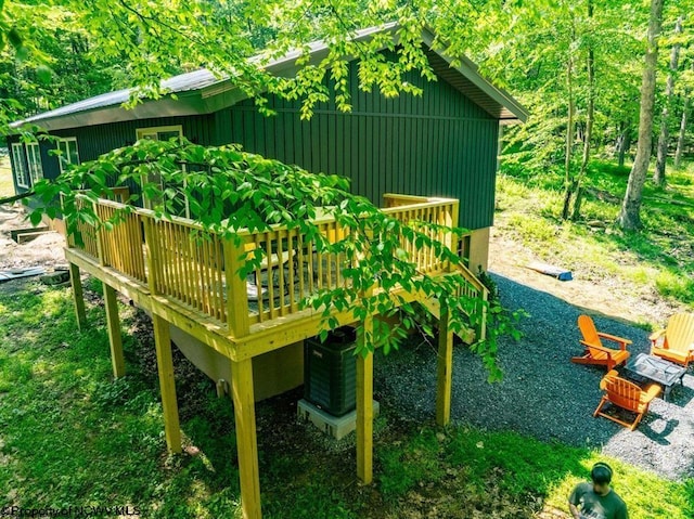 view of playground with a deck