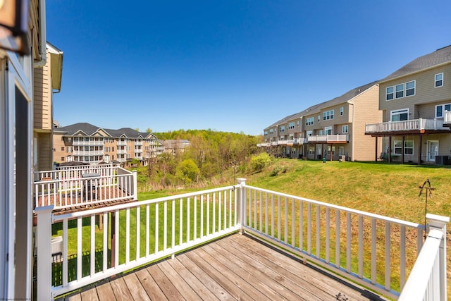 3005 Sun Vw, Morgantown, WV 26505 - wooden terrace featuring a residential view, a lawn, and central AC