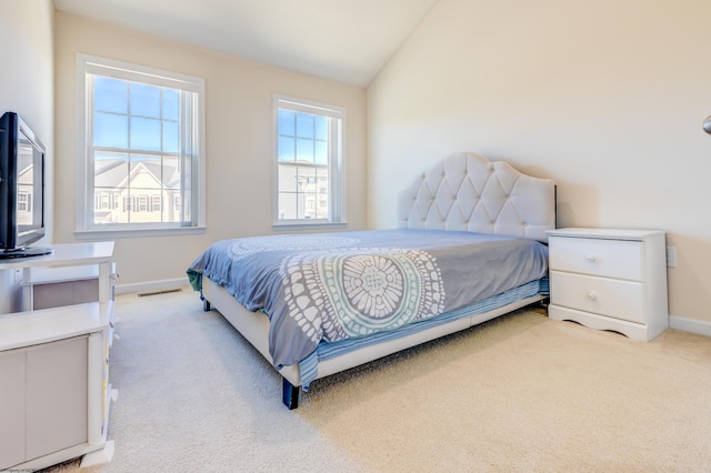 3005 Sun Vw, Morgantown, WV 26505 - bedroom featuring light colored carpet, baseboards, lofted ceiling, and visible vents
