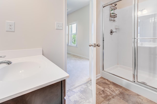 3005 Sun Vw, Morgantown, WV 26505 - full bathroom featuring baseboards, a stall shower, and vanity