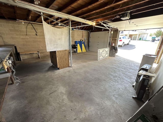 garage with a garage door opener