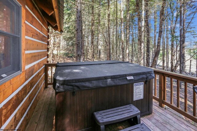 79 Pines Dr, Davis, WV 26260 - wooden terrace with a hot tub
