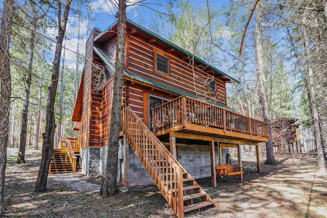 79 Pines Dr, Davis, WV 26260 - rear view of house with a deck and stairs