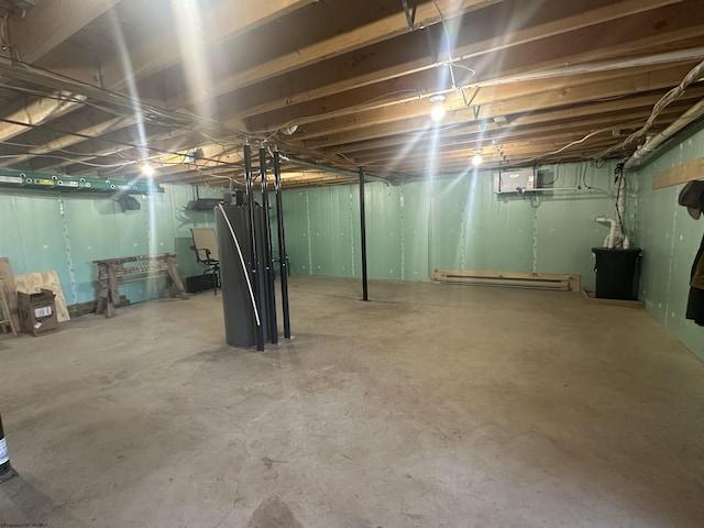 79 Pines Dr, Davis, WV 26260 - unfinished below grade area featuring a baseboard radiator
