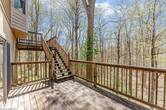 wooden deck with stairway