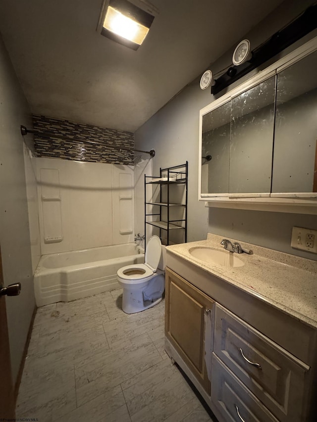 full bathroom with vanity, toilet, and shower / tub combination