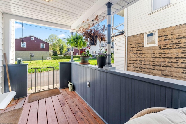 wooden terrace with covered porch