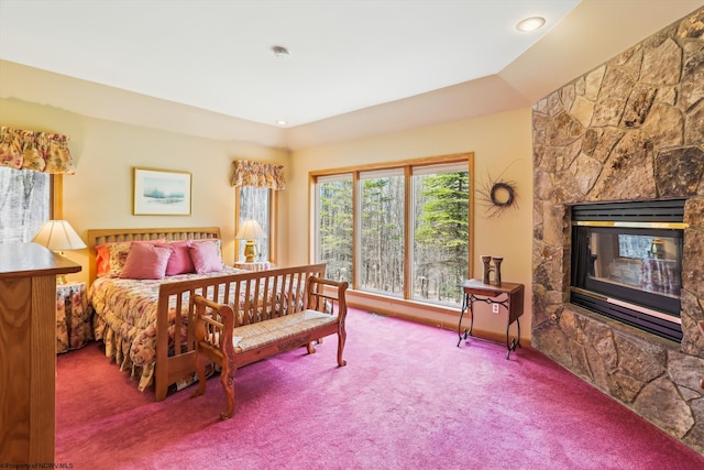 1405 Cabin Mountain Rd, Davis, WV 26260 - bedroom with carpet floors and a fireplace